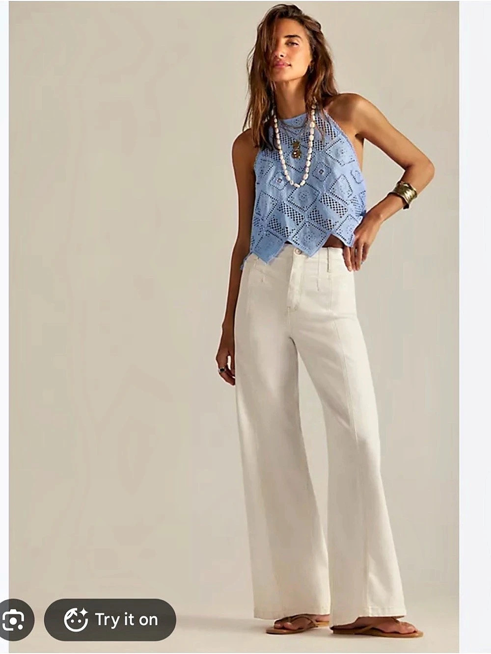 We The Free Libre Wide-Leg Jeans White Waist 27